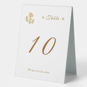 Sepia Virgin Mary Wedding Table Number