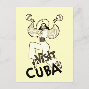 Sepia Visit Cuba Vintage Travel Advertisement Postcard