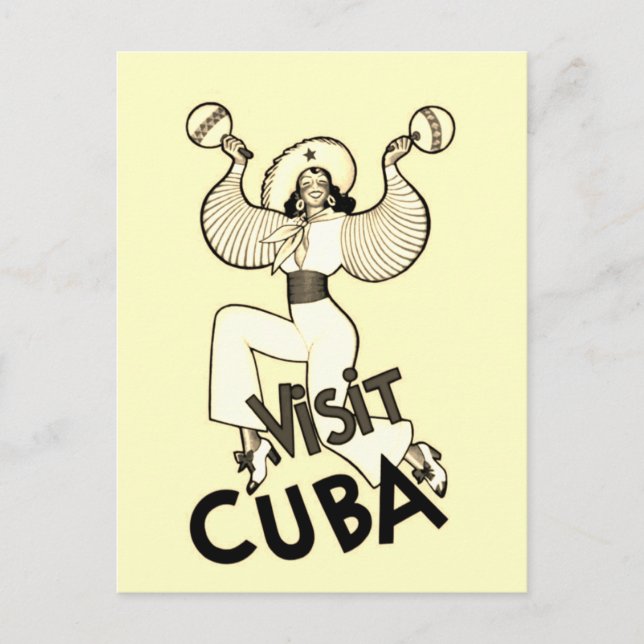 Sepia Visit Cuba Vintage Travel Advertisement Postcard (Front)