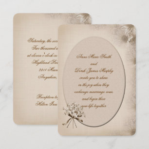 Sepia Wedding Daisy Border Invite