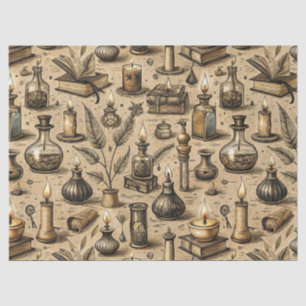 Sepia Witchcraft Alchemy Books Potion Vintage Tissue Paper