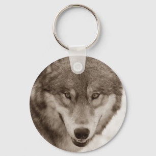 Sepia Wolf Eyes Keychain