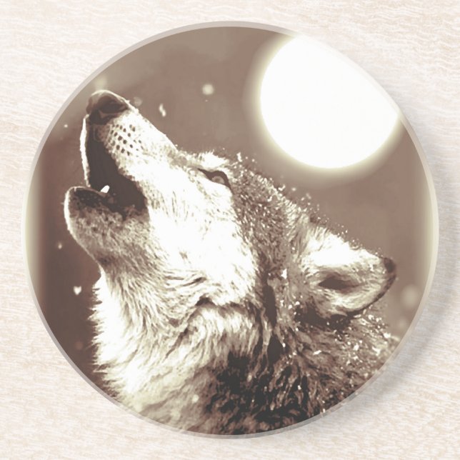Sepia Wolf & Moon Coaster (Front)