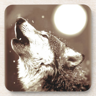 Sepia Wolf & Moon Coaster