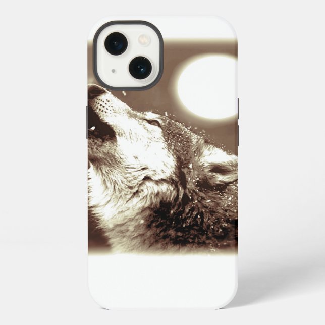 Sepia Wolf & Moon iPhone Case (Back)