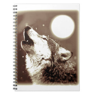 Sepia Wolf & Moon Notebook