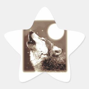 Sepia Wolf & Moon Star Sticker
