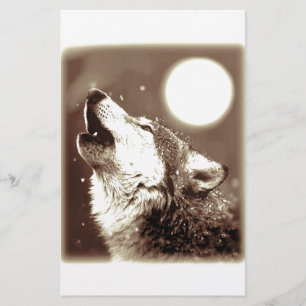 Sepia Wolf & Moon Stationery