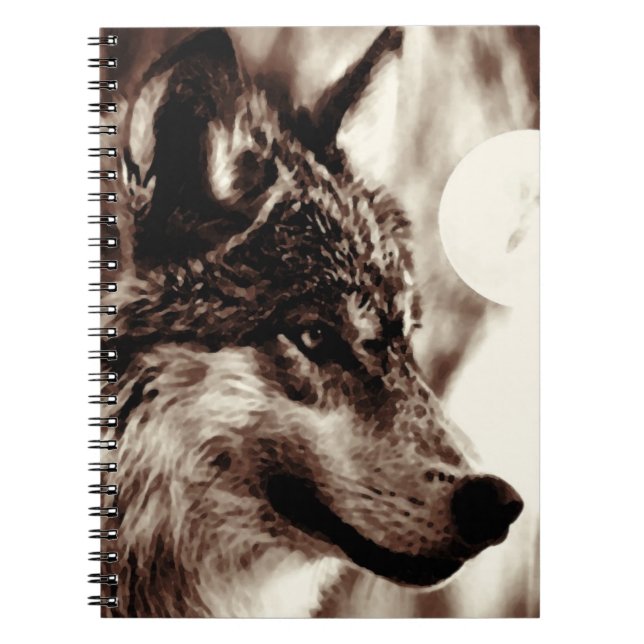 Sepia Wolf Portrait Notebook (Front)
