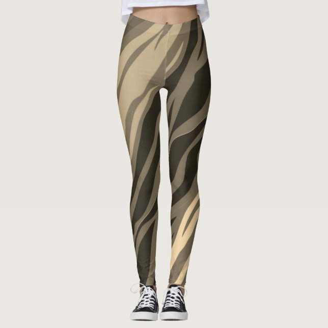 Sepia Zebra Print Leggings (Front)