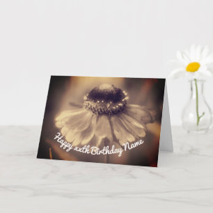 Sepia Zinnia Flower Personalised Birthday  Card