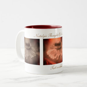 Sepia Zinnia Flower Simpler Times Inspirational Two-Tone Coffee Mug