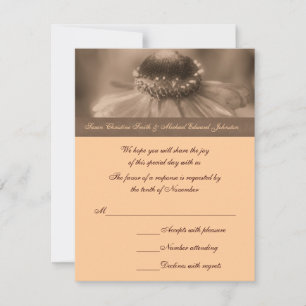 Sepia Zinnia Flower Wedding Response RSVP Card