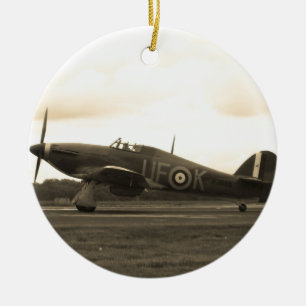 Sepiatone Hawker Hurricane Ceramic Tree Decoration