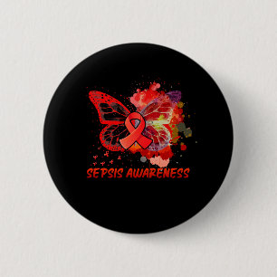 Sepsis Awareness Butterfly 6 Cm Round Badge