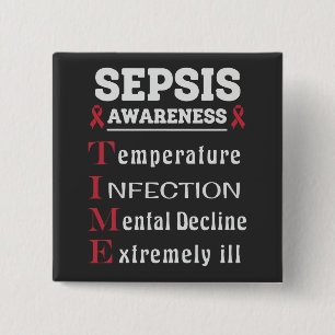 Sepsis Awareness T.I.M.E. Guide 15 Cm Square Badge