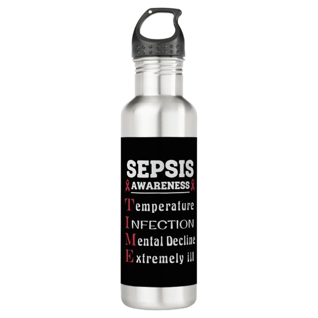 Sepsis Awareness T.I.M.E. Guide 710 Ml Water Bottle (Front)