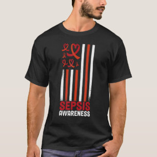 Sepsis Blood Poisoning Sepsis Awareness Us Flag T-Shirt