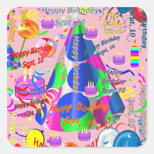 Sept, 10 Kids Birthday Stickers