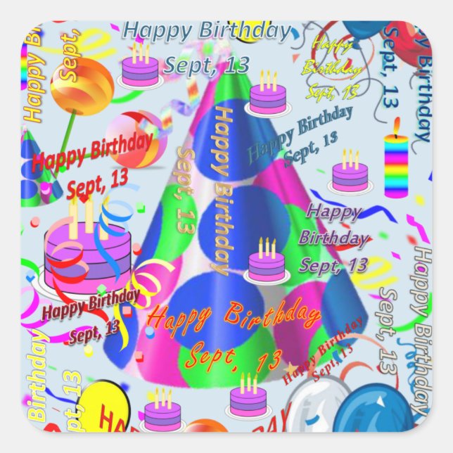 Sept, 13 Kids Birthday Stickers (Front)