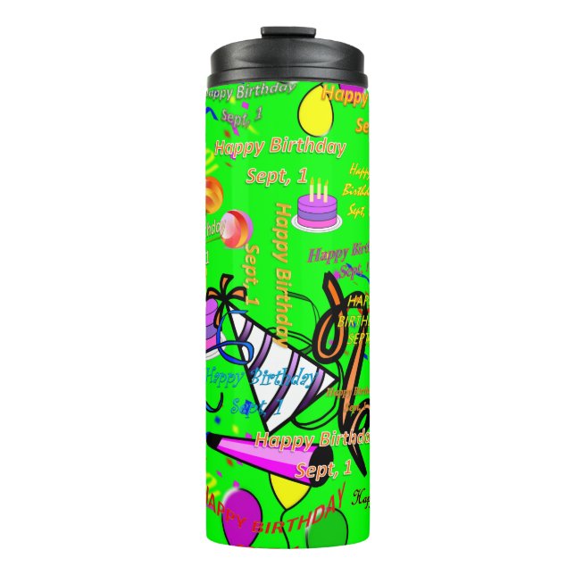 sept, 1 kids birthday thermal tumbler (Front)