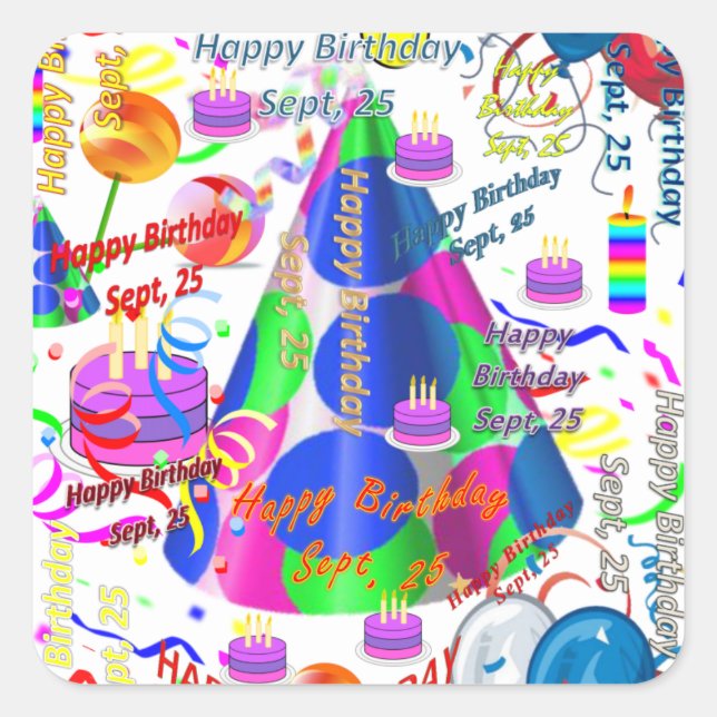 Sept, 25 Kids Birthday Stickers (Front)