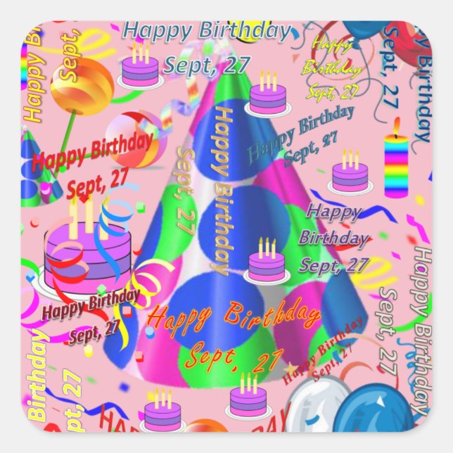 Sept, 27 Kids Birthday Stickers (Front)