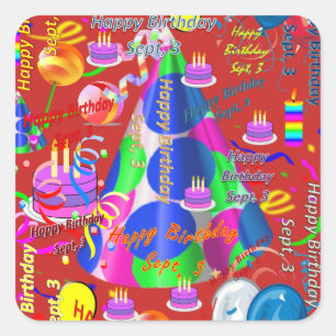 Sept, 3 Kids Birthday Stickers