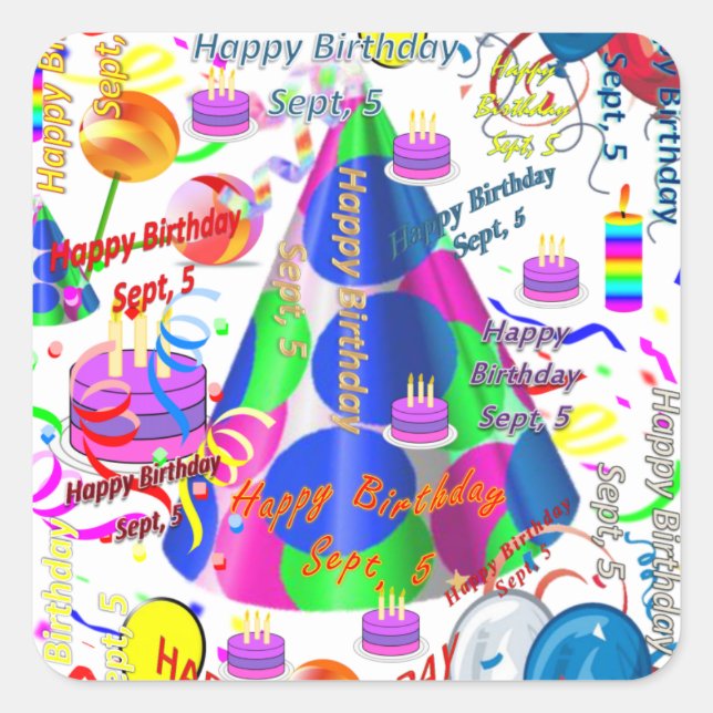 Sept, 5 Kids Birthday Stickers (Front)