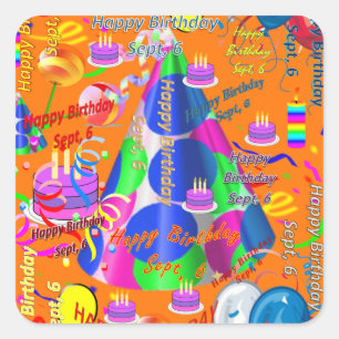 Sept, 6 Kids Birthday Stickers