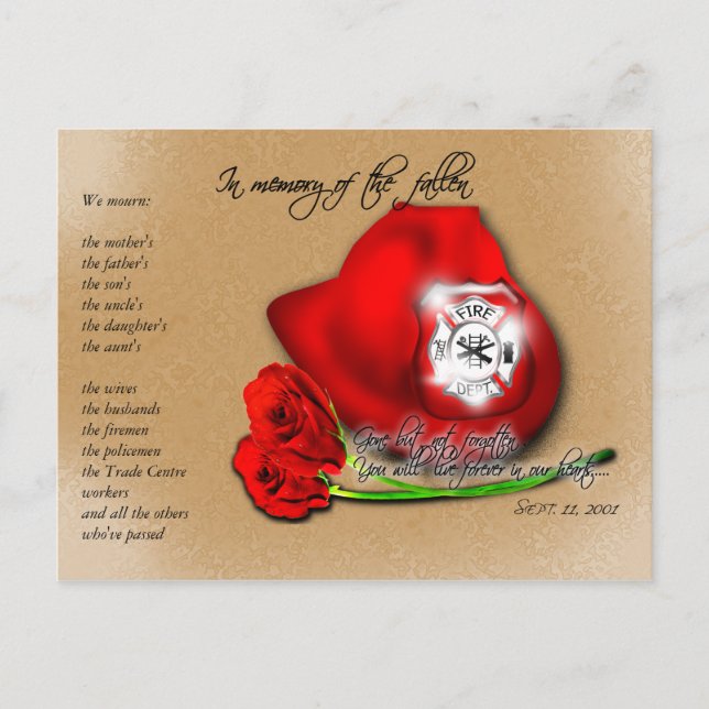 September 11 9/11 Commemorative Memorial Postcard (Front)