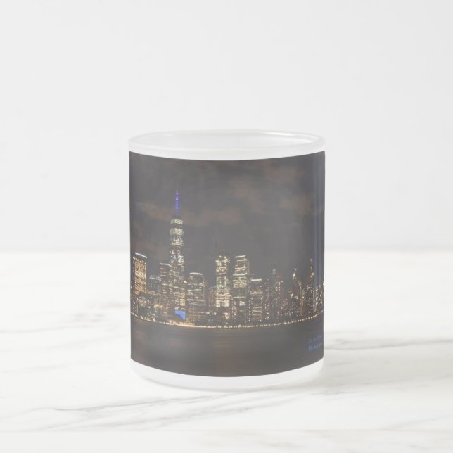 September 11th Tribute Lights Frosted Glass Coffee Mug (Center)