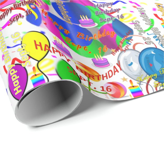 September, 16 Birthday Gift Wrapping Paper (Roll Corner)