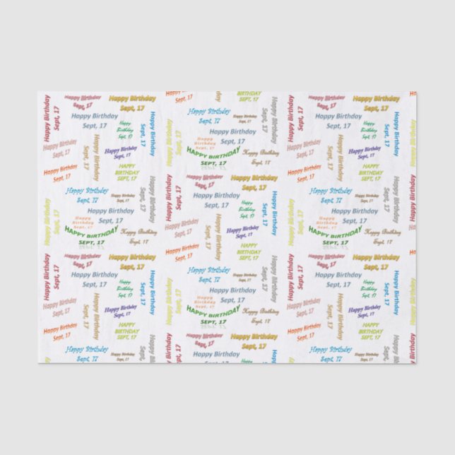 September, 17 Birthday Tissue Paper (Front)