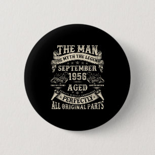 September 1956 69 Year Old Bday Gifts For Men 69th 6 Cm Round Badge