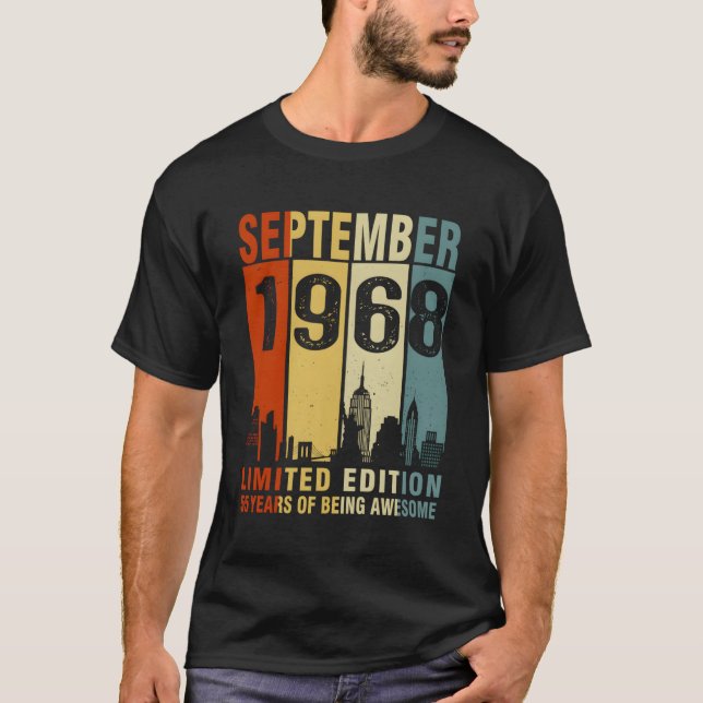 September 1968 55 Years Of Being Awesome T-Shirt (Front)