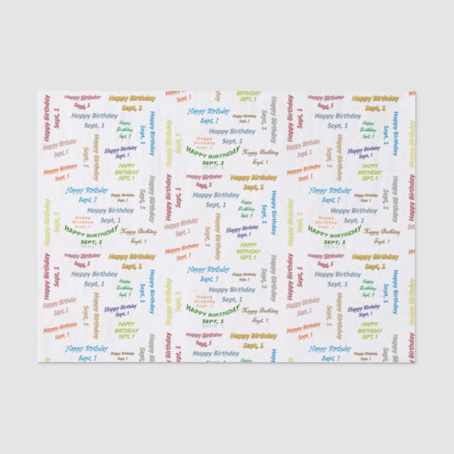 September, 1 Birthday Tissue Paper (Front)