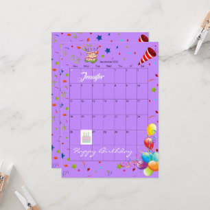 September 2022 Calendar Happy Birthday Invitation 