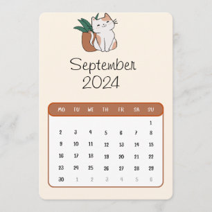 September 2024 Stand Alone Cat And Plant Calendar Menu