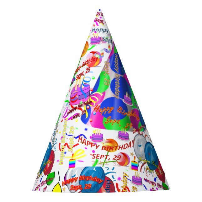 September, 29 Party Birthday Hat, Birthday Hat (Front)