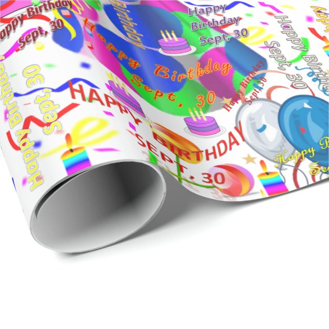 September, 30 Birthday Gift Wrapping Paper (Roll Corner)