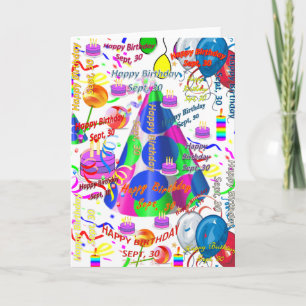 September, 30 Birthday Greeting Card Folded