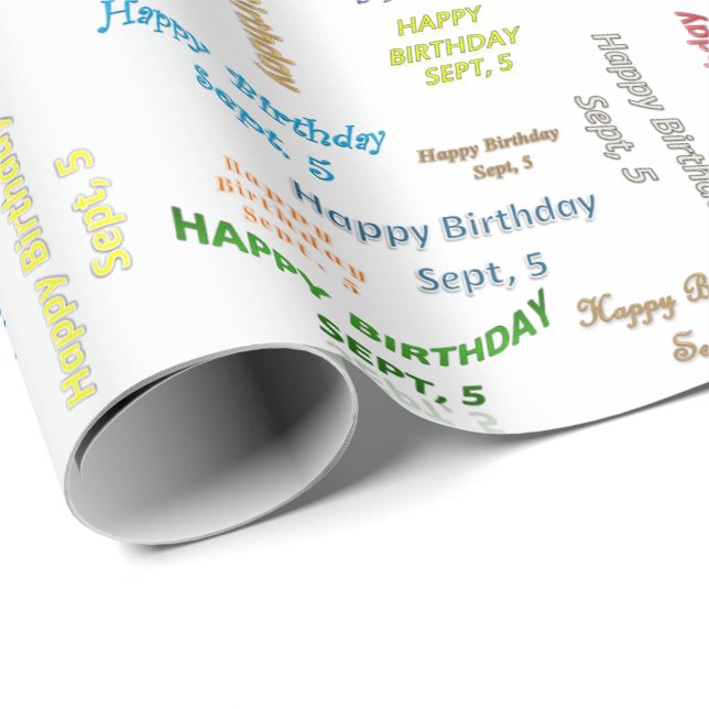 September, 5 Birthday Gift Wrapping Paper (Roll Corner)