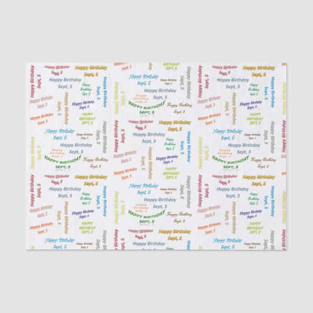 September, 5 Birthday Tissue Paper (Front)