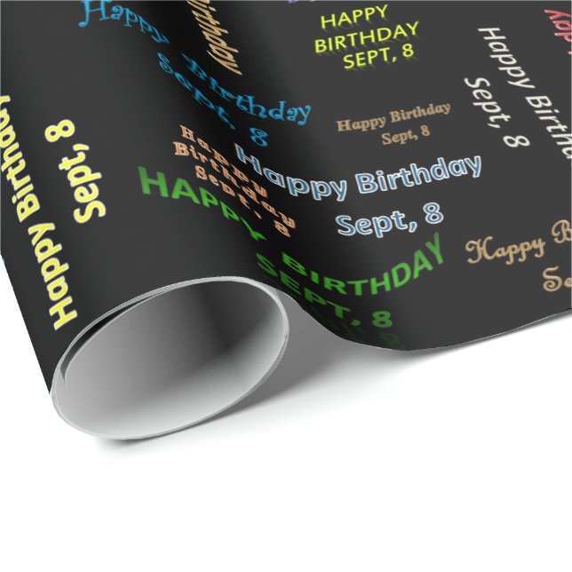 September, 8 Birthday Gift Wrapping Paper (Roll Corner)