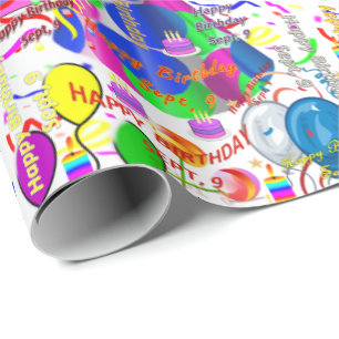 September, 9 Birthday Gift Wrapping Paper