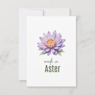 September Aster Birth Flower Flat Thank You Card