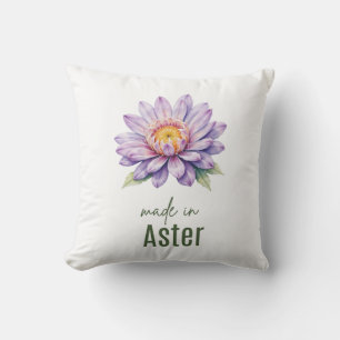September Aster Birth Flower Flat Thank You Cushion