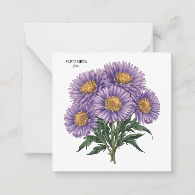 September Aster Birth Month Custom Floral Art Card (Front)