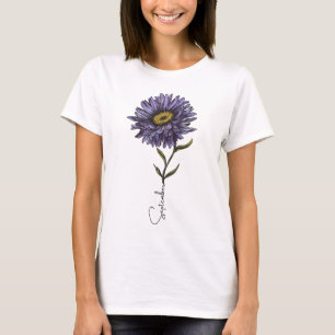 September Aster Birth Month Flower  T-Shirt